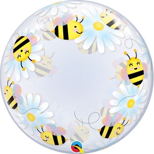 Qualatex Deco Sweet Bees & Daisies 24"/61cm Bubble Balloon