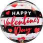 Qualatex Valentines Day Black Stripes 22"/56cm Bubble Balloon