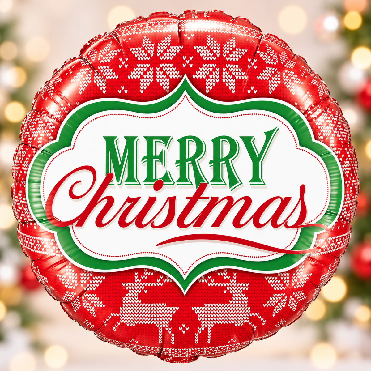 Qualatex 18" Red Merry Christmas Nordic Foil Balloon – Air or Helium