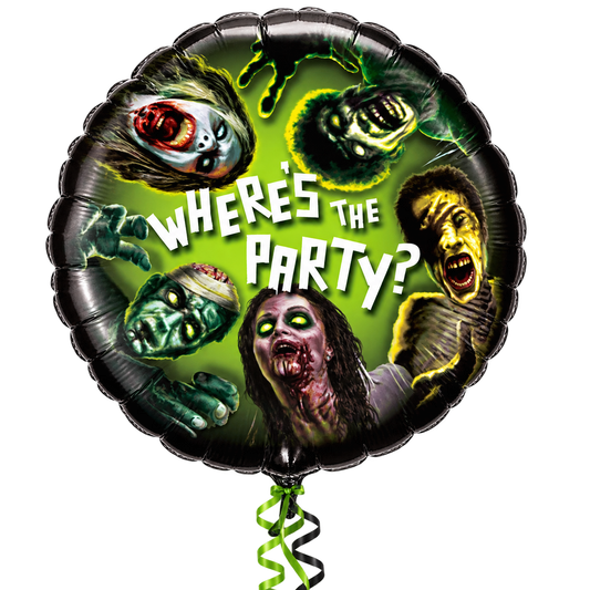 Zombie Halloween 18" Foil Balloon Where's the Party – Air or Helium