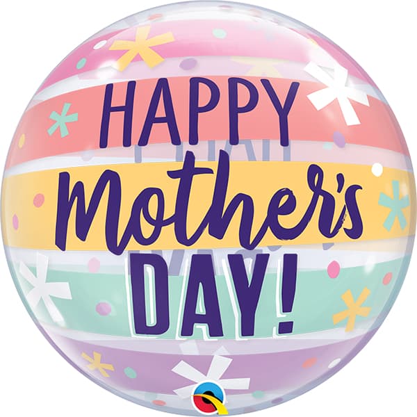 Qualatex Mother's Day Pastel Stripes 22"/56cm Bubble Balloon