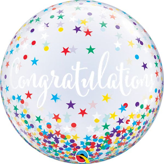 Qualatex Congratulations Confetti Stars 22"/56cm Bubble Balloon