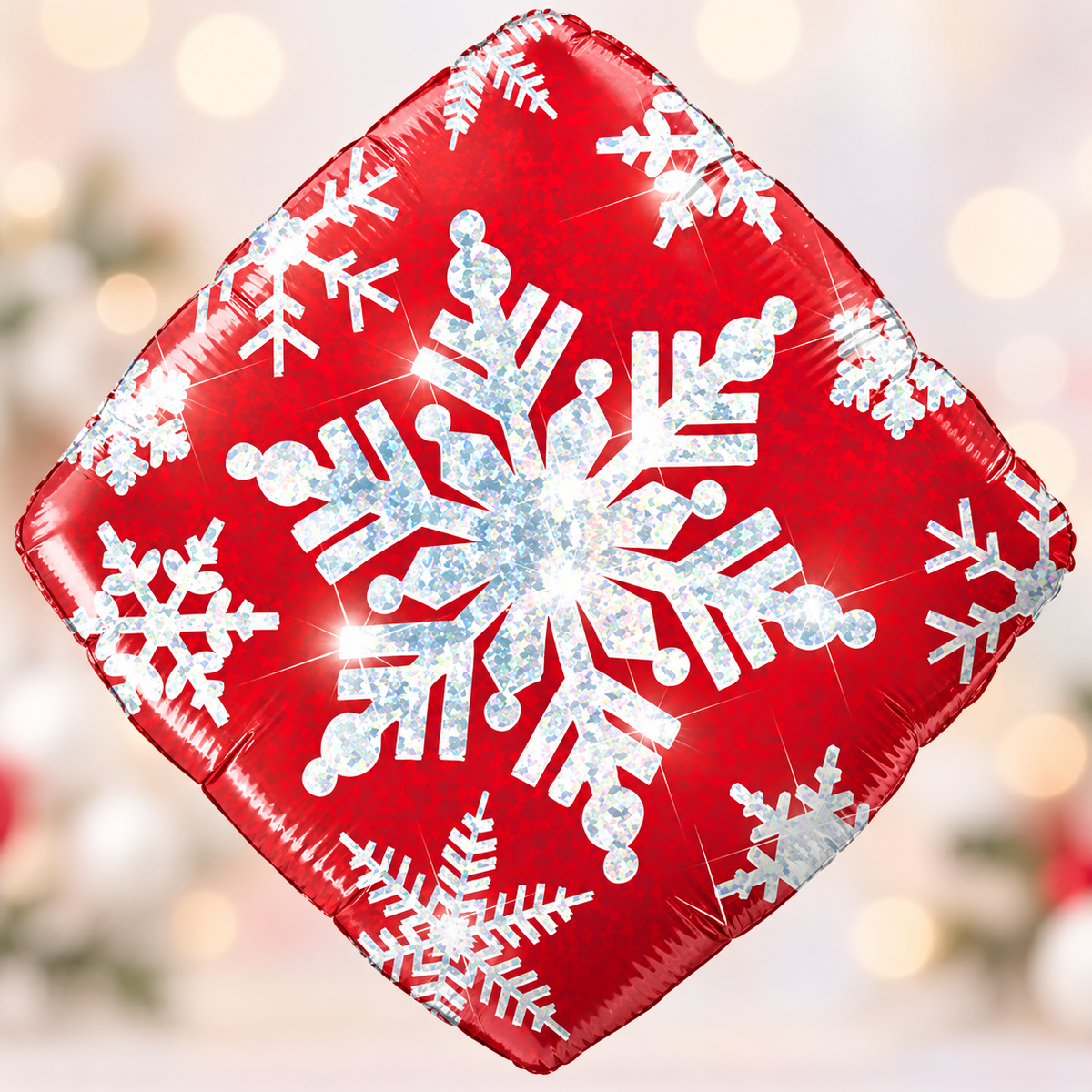 Qualatex 18" Red Holographic Snowflake Christmas Foil Balloon – Air or Helium