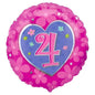 Age 4 Pink Heart Flowers 18-inch Foil Balloon