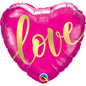 Qualatex Hot Pink & Gold Love 18" Heart Foil Balloon