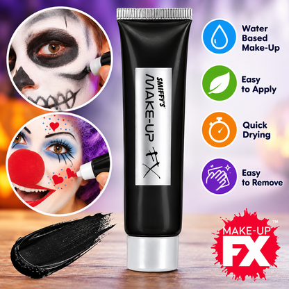 Smiffy's Make-Up FX Black Face Paint 28ml – Halloween Water Based Makeup