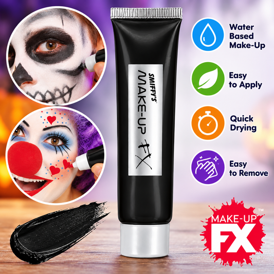 Smiffy's Make-Up FX Black Face Paint 28ml – Halloween Water Based Makeup