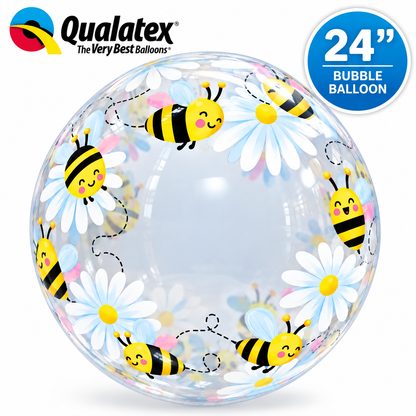 Qualatex Deco Sweet Bees & Daisies 24"/61cm Bubble Balloon
