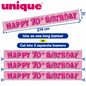 Happy 70th Birthday Pink Holographic Banner – 2.74m – Cut into 3 Banners