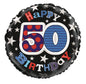 Simon Elvin Happy 50th Birthday Male Black Stars 18" Foil Balloon