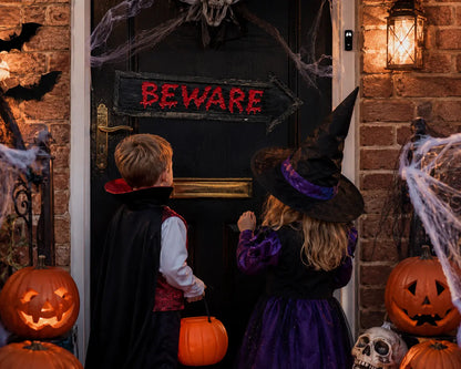Halloween Spooky 'Beware' Solid Wood Effect Sign 58cm