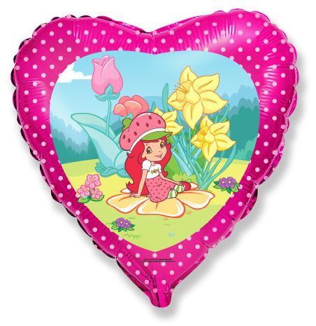 Flexmetal Strawberry Shortcake Garden Heart 18" Foil Balloon Party Decoration, Suitable for Air or Helium