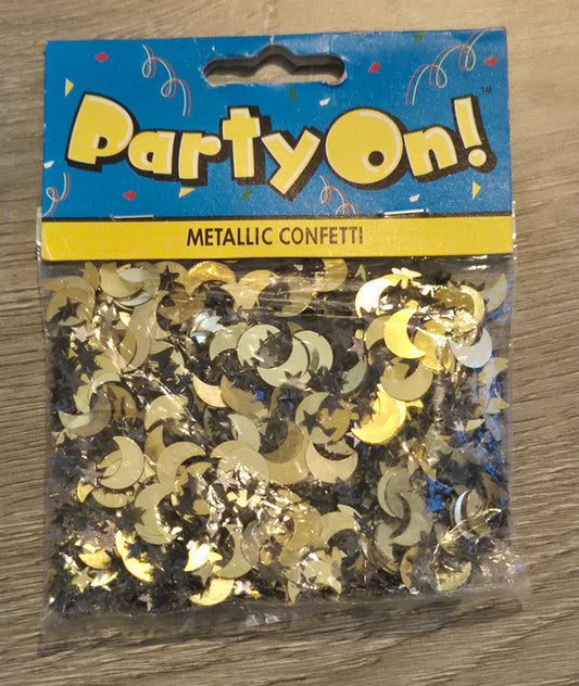Moon & Stars Metallic Black & Gold Confetti 14g