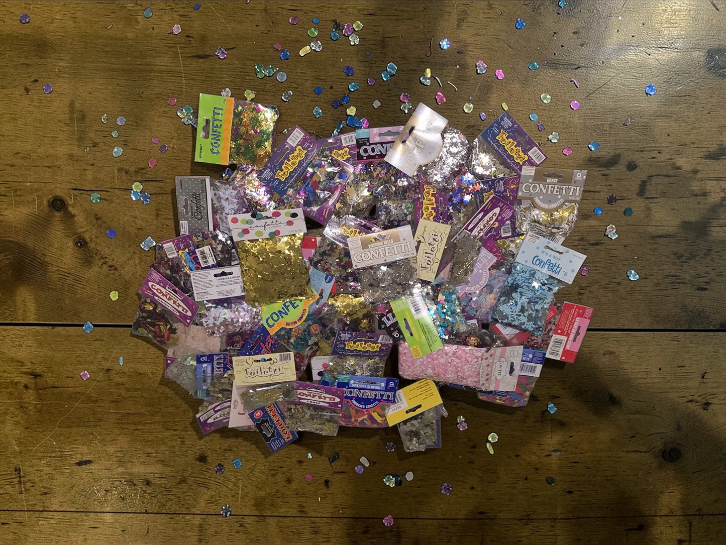 Job Lot Wholesale Confetti Packs each pack 14g Mix of Birthday, Seasonal, Metallic