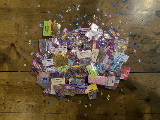 Job Lot Wholesale Confetti Packs each pack 14g Mix of Birthday, Seasonal, Metallic