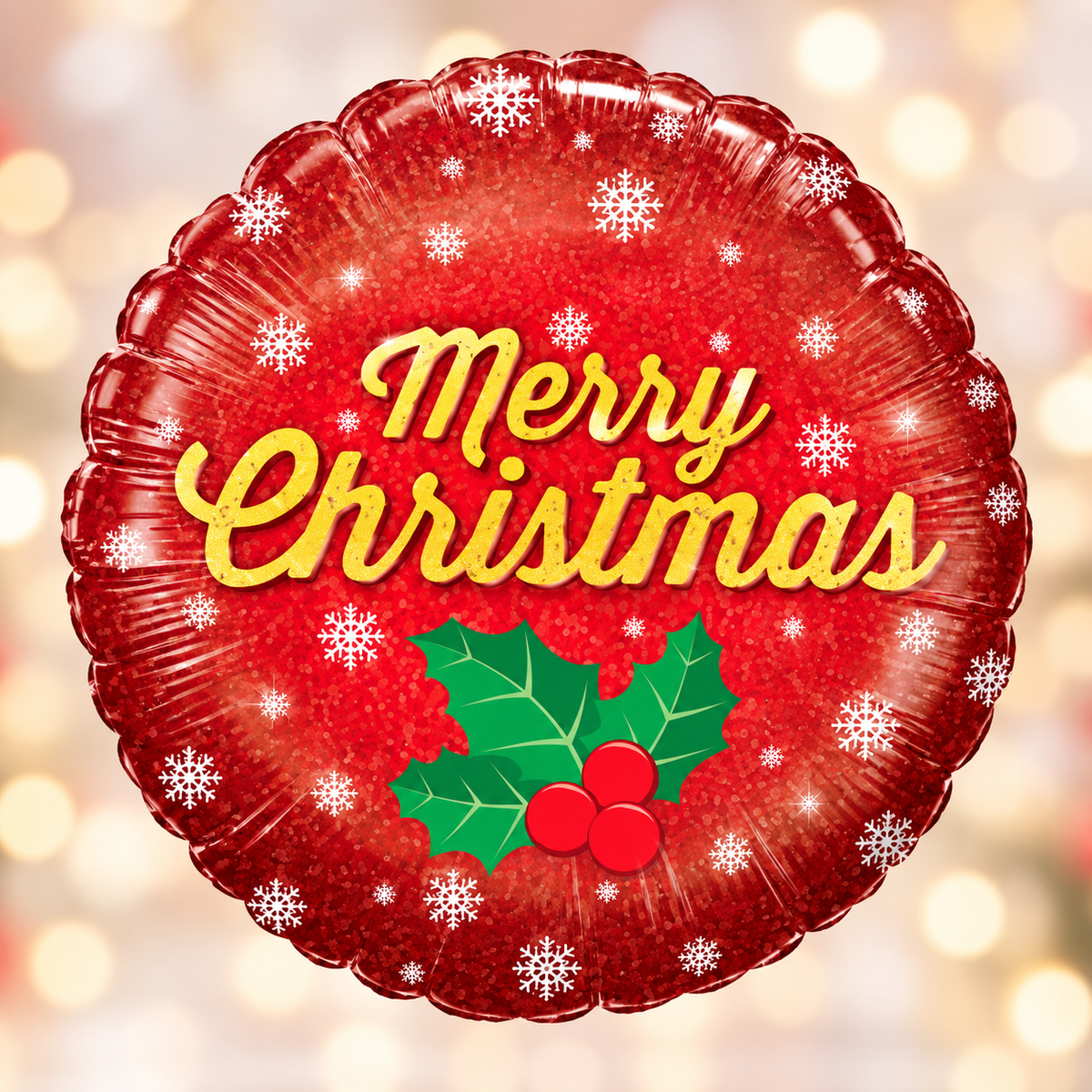 Betallic 18" Red Merry Christmas Holly Foil Balloon – Air or Helium