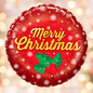 Betallic 18" Red Merry Christmas Holly Foil Balloon – Air or Helium