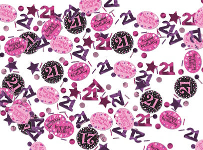 Amscan 21st Table Confetti, Birthday 21 Stars, Black & Pink, 34g