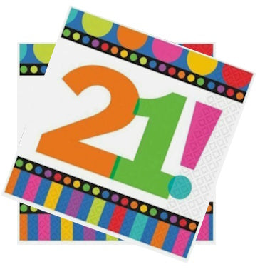 21st Party Napkins 2-ply Dots and Stripes 16pcs