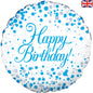 Oaktree 18inch Sparkling Fizz Birthday Blue Holographic Foil Balloon