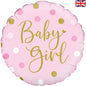 Oaktree 18inch Sparkling Baby Girl Dots Holographic Foil Balloon