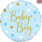 Oaktree 18inch Sparkling Baby Boy Dots Holographic Foil Balloon