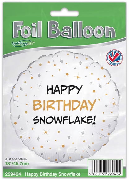 Oaktree 18inch Happy Birthday Snowflake Foil Balloon