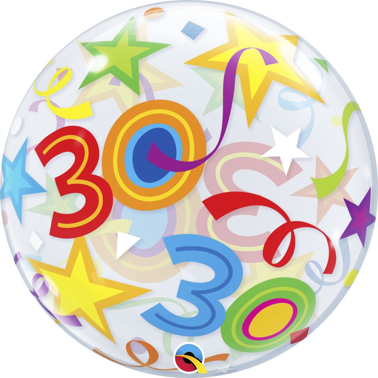 Brilliant Stars 30th 22"/56cm Bubble Balloon