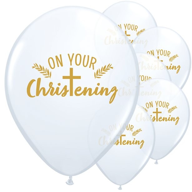 Qualatex On Your Christening White 11" Latex Balloons 25Pc/Bag