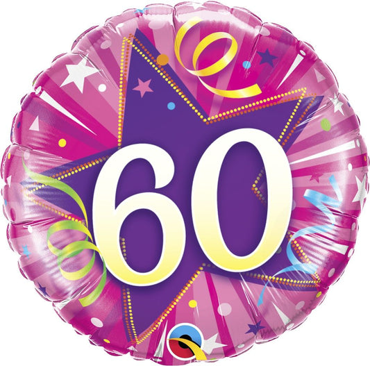 Qualatex shining Star 60 Hot Pink 18" Foil Balloon