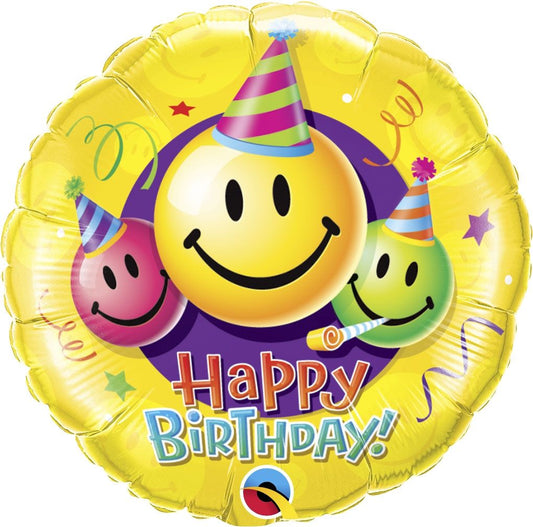 Qualatex Smiley Faces Happy Birthday 18" Foil Balloon