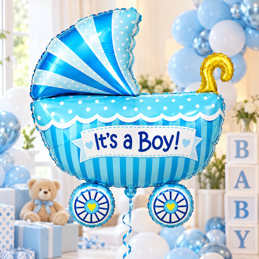 It's a Boy Baby Buggy 35" Super Shape Foil Balloon