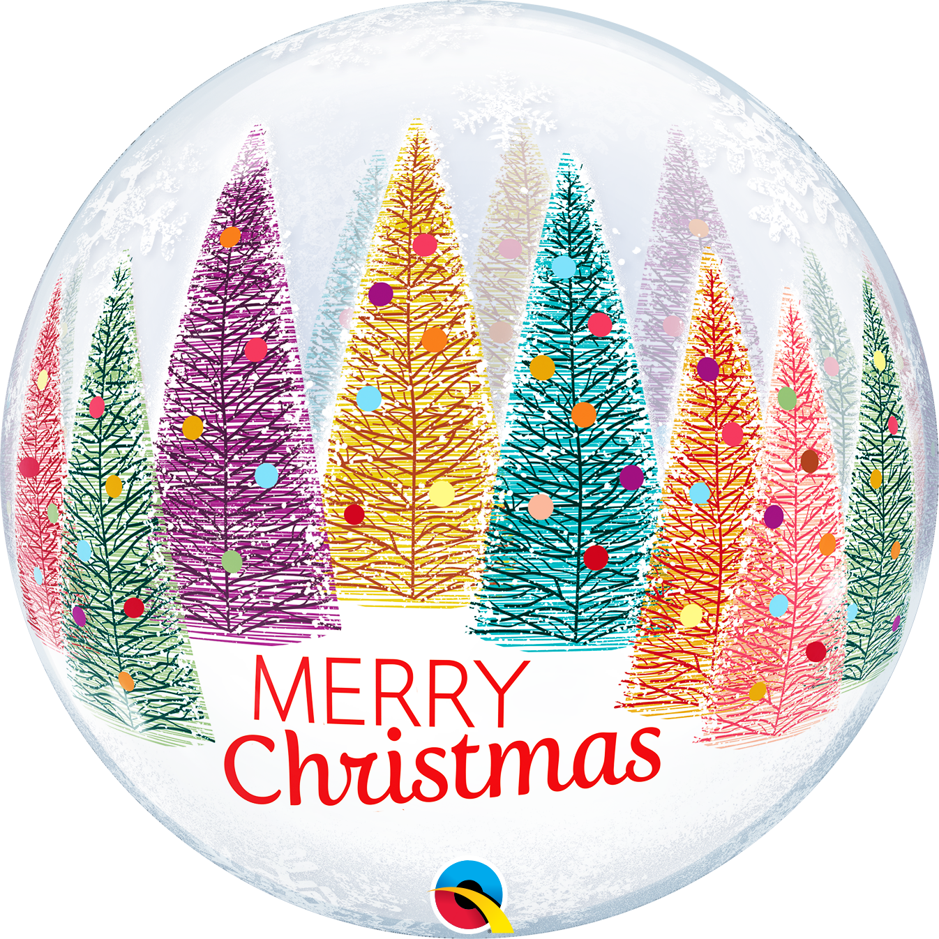 Qualatex Christmas Trees & Snowflakes 22"/56cm Bubble Balloon