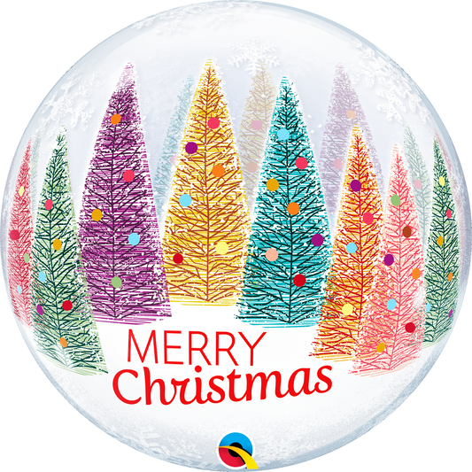 Qualatex Christmas Trees & Snowflakes 22"/56cm Bubble Balloon