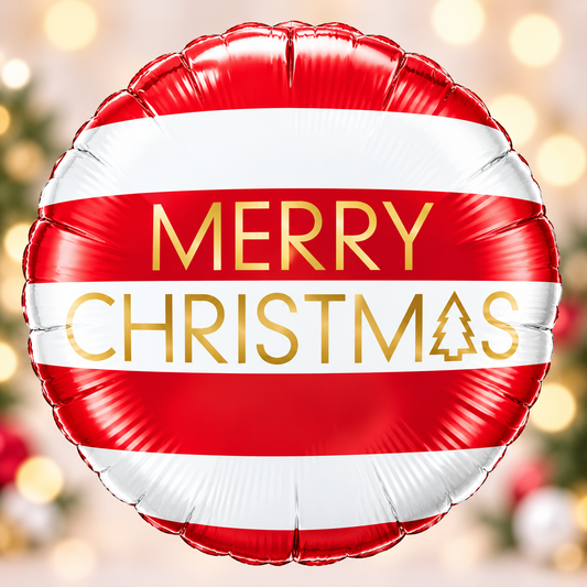 Qualatex 18" Red & White Merry Christmas Foil Balloon – Air or Helium