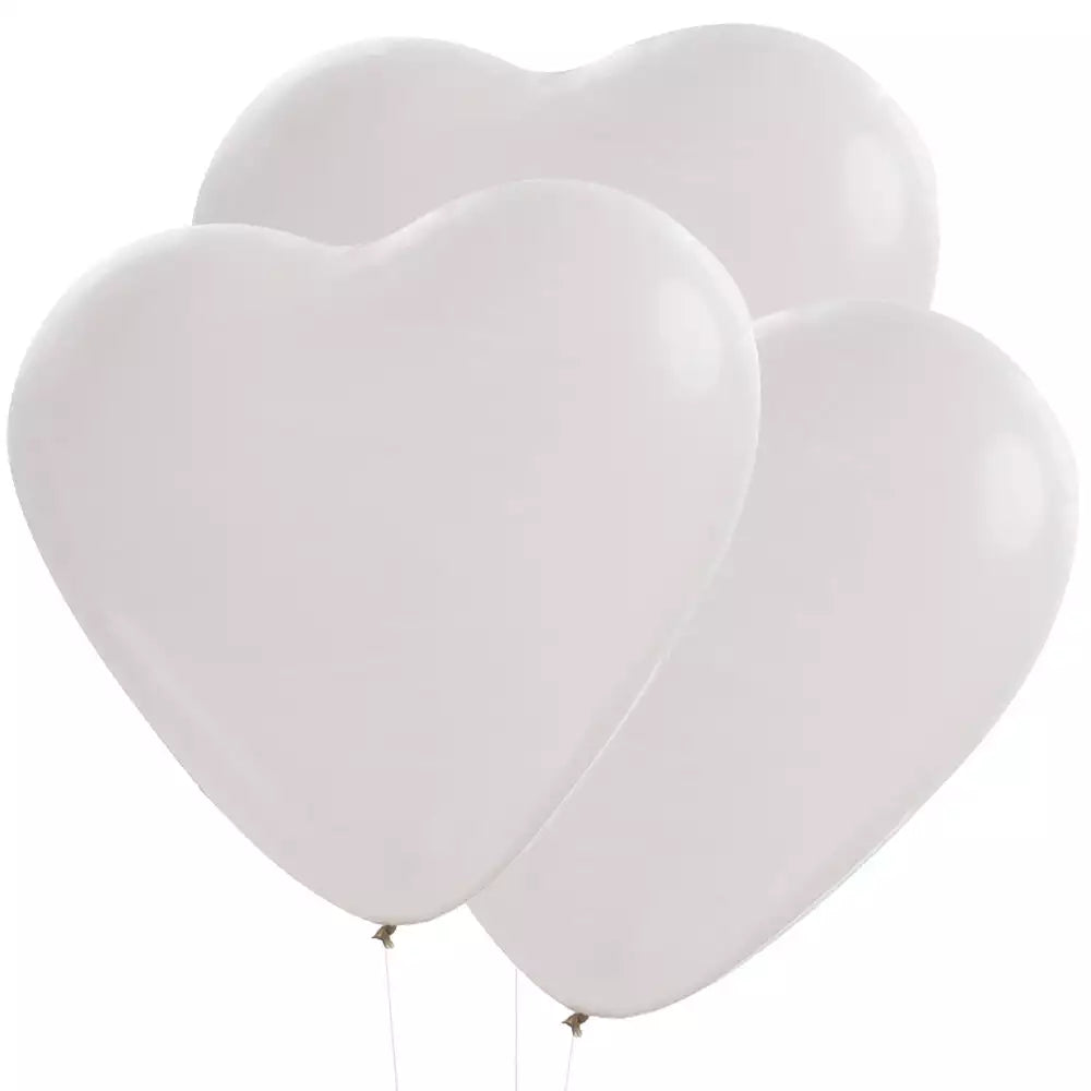 Ginger Ray Giant 36" White Heart Latex Balloon Wedding Decoration Pack of 3