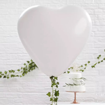 Ginger Ray Giant 36" White Heart Latex Balloon Wedding Decoration Pack of 3