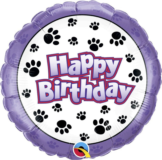 Qualatex Happy Birthday Paw Prints 18" Foil Balloon