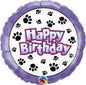 Qualatex Happy Birthday Paw Prints 18" Foil Balloon