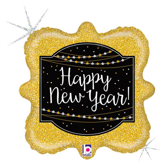 Happy New Year Glittering Holographic 18-inch Balloon