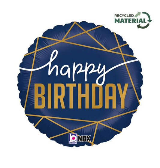 Betallic Happy Birthday Navy 18" Foil Balloon