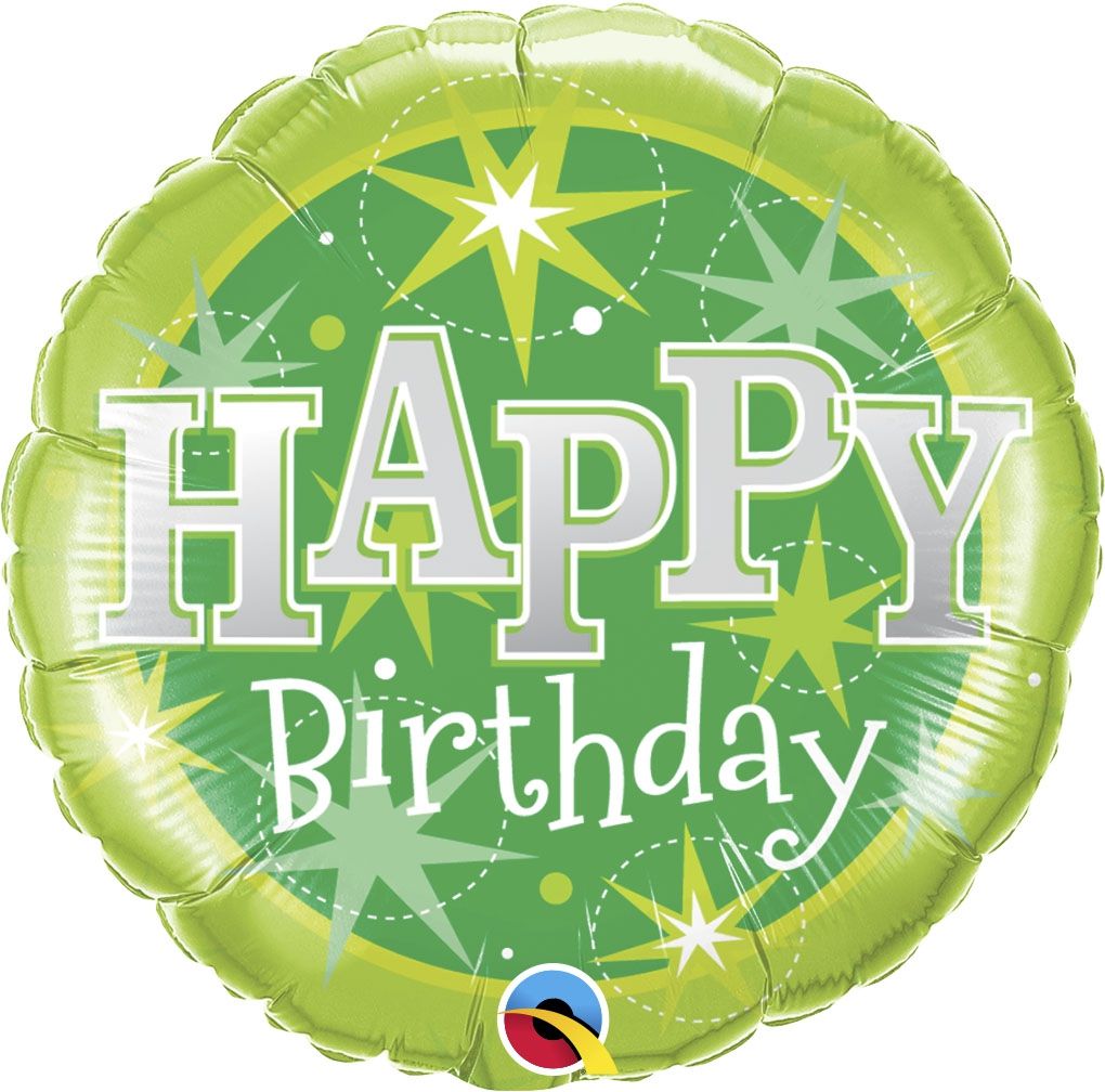 Qualatex Green Sparkle Happy Birthday 18" Foil Balloon