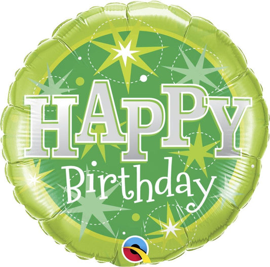 Qualatex Green Sparkle Happy Birthday 18" Foil Balloon