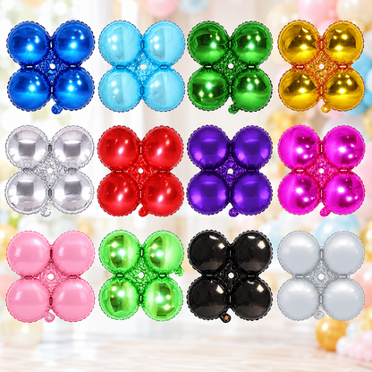 12" Clover Foil Balloons – Easy Magic Arch Air Fill Decorations - Pack of 4