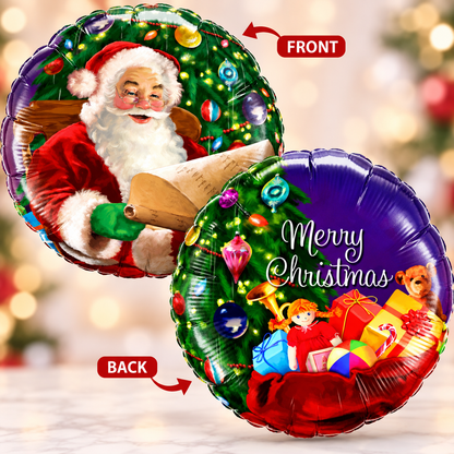 Qualatex 18" Santa Merry Christmas Double-Sided Foil Balloon – Air or Helium