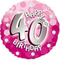 Anagram Happy 40th Birthday Holographic Pink 18" Foil Balloon