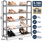 5 Tier Shoe Rack – Holds 15–20 Pairs – Compact Shoe Storage Organiser 66 x 23 x 83cm