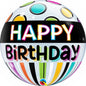 Black Band And Dots Birthday 22"/56cm Bubble Balloon