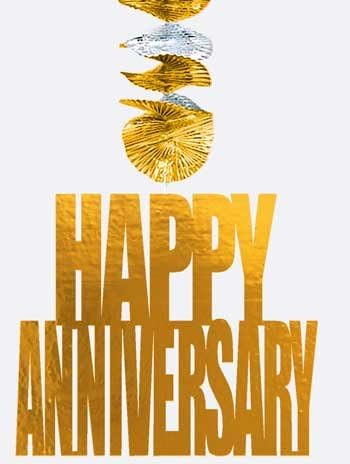Happy Anniversary Dangling Cut-outs Foil Decorations Gold