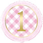 Pink Gingham 1st Birthday 18-inch Foil Balloon